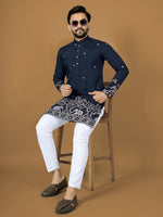 Thumbnail for Anaita Navy Embroidery Silk Straight Kurta - Distacart