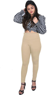 Thumbnail for Cream Nylon Viscose Ankle Length Jegging - Hiral Fashion