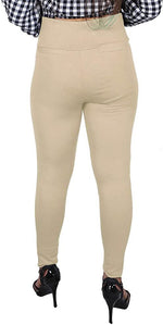 Thumbnail for Cream Nylon Viscose Ankle Length Jegging - Hiral Fashion