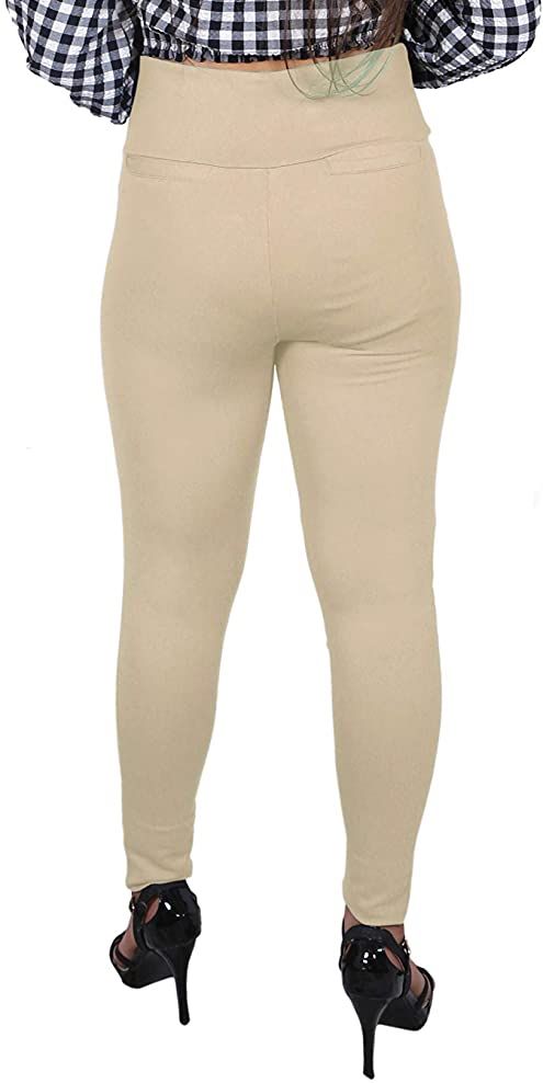 Cream Nylon Viscose Ankle Length Jegging - Hiral Fashion