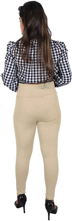 Thumbnail for Cream Nylon Viscose Ankle Length Jegging - Hiral Fashion