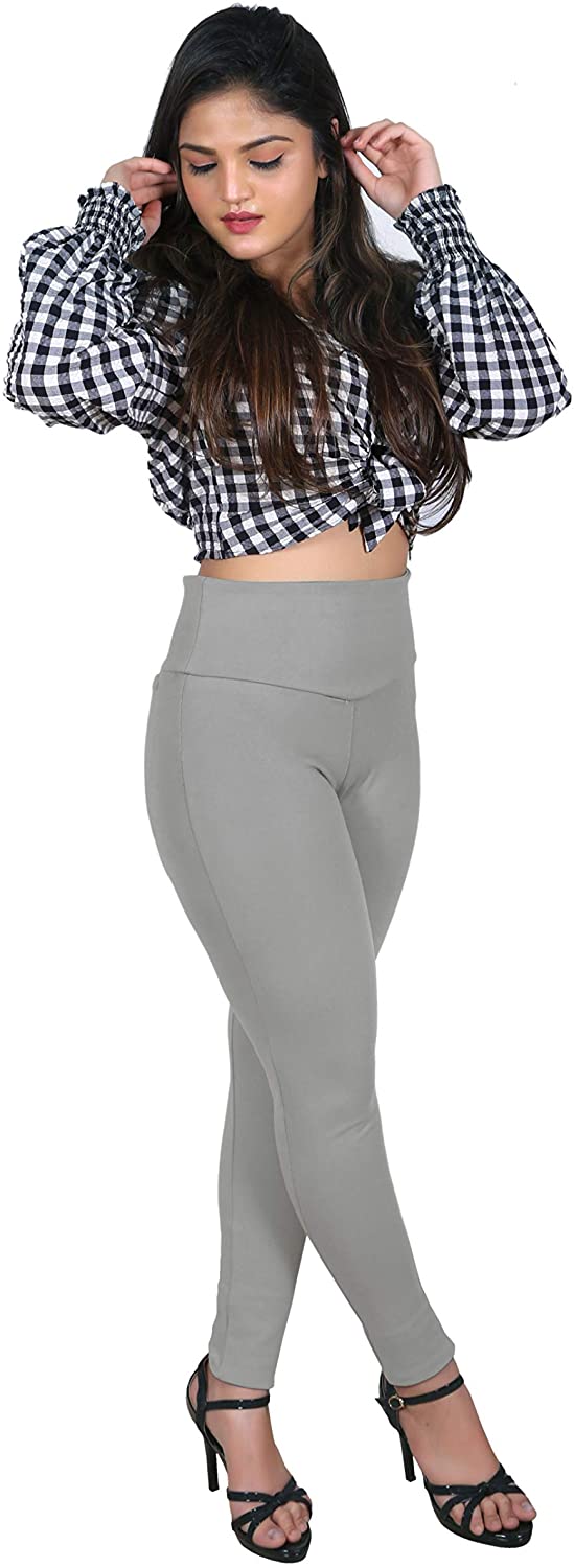 Grey Nylon Viscose Ankle Length Jegging - Hiral Fashion