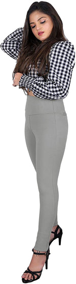 Thumbnail for Grey Nylon Viscose Ankle Length Jegging - Hiral Fashion