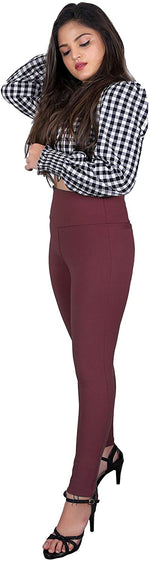 Thumbnail for Maroon Nylon Viscose Ankle Length Jegging - Hiral Fashion