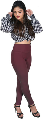 Thumbnail for Maroon Nylon Viscose Ankle Length Jegging - Hiral Fashion