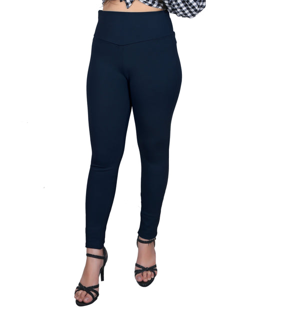 Navy Blue Nylon Viscose Ankle Length Jegging - Hiral Fashion
