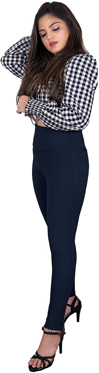 Navy Blue Nylon Viscose Ankle Length Jegging - Hiral Fashion