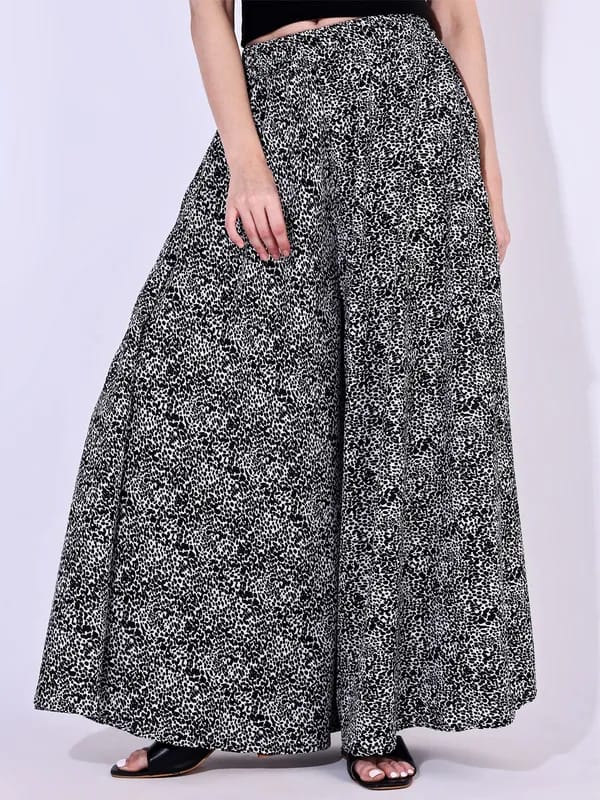 Black Crepe Ankle Length Palazzo - Hiral Fashion