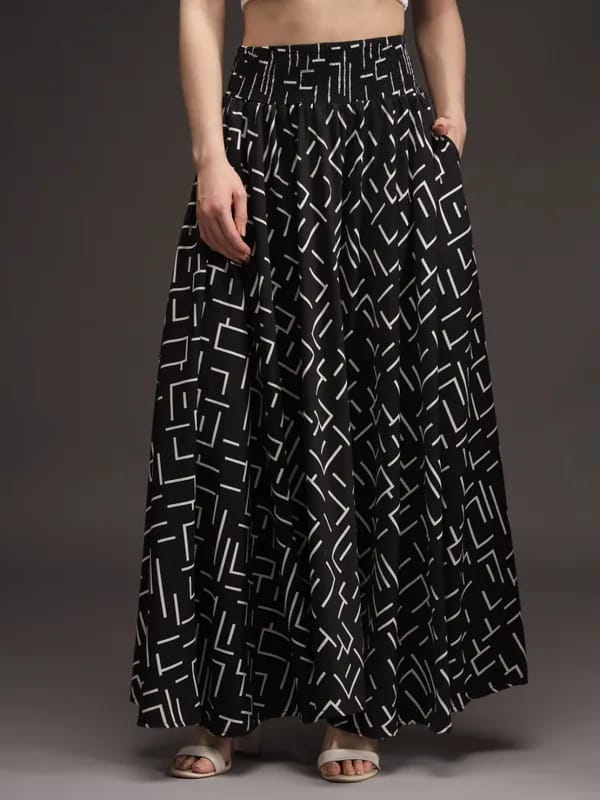 Black Crepe Ankle Length Palazzo - Hiral Fashion