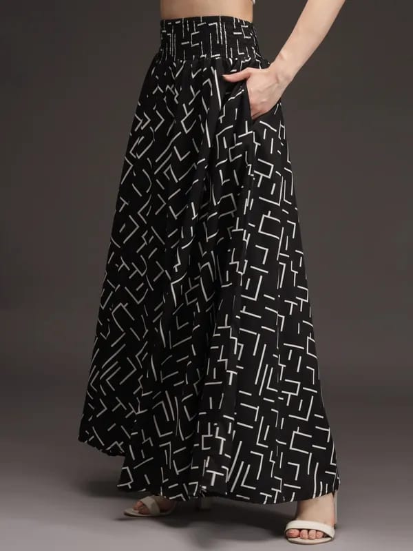 Black Crepe Ankle Length Palazzo - Hiral Fashion