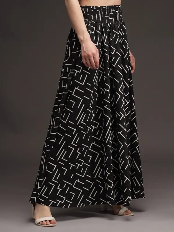 Black Crepe Ankle Length Palazzo - Hiral Fashion