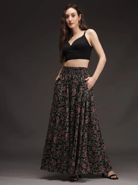 Multicolor Crepe Ankle Length Palazzo - Hiral Fashion