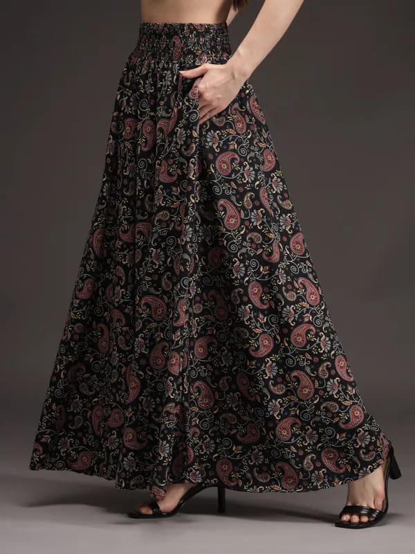 Multicolor Crepe Ankle Length Palazzo - Hiral Fashion