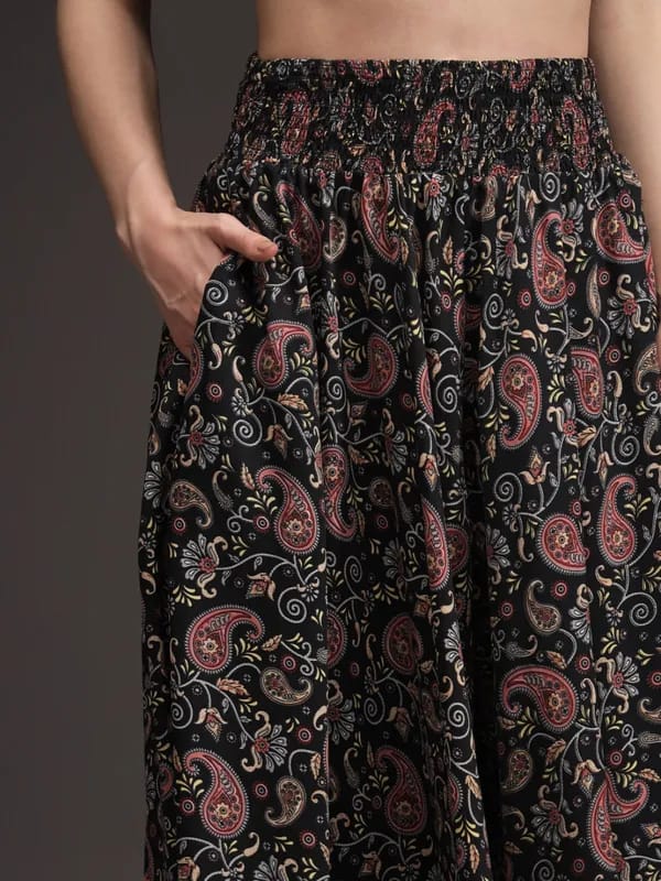 Multicolor Crepe Ankle Length Palazzo - Hiral Fashion