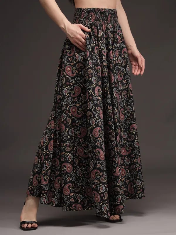 Multicolor Crepe Ankle Length Palazzo - Hiral Fashion