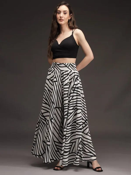 White Crepe Ankle Length Palazzo - Hiral Fashion