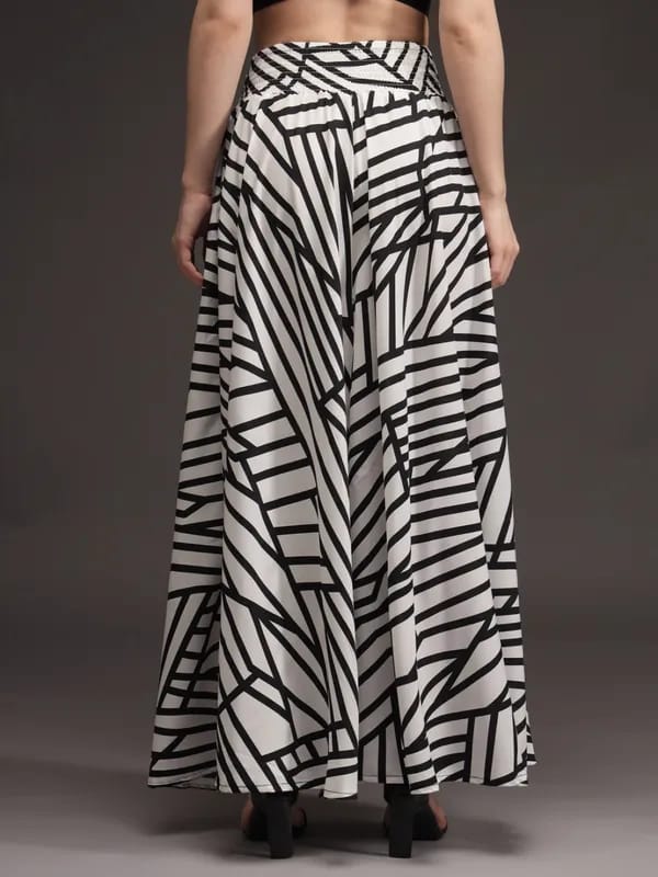 White Crepe Ankle Length Palazzo - Hiral Fashion