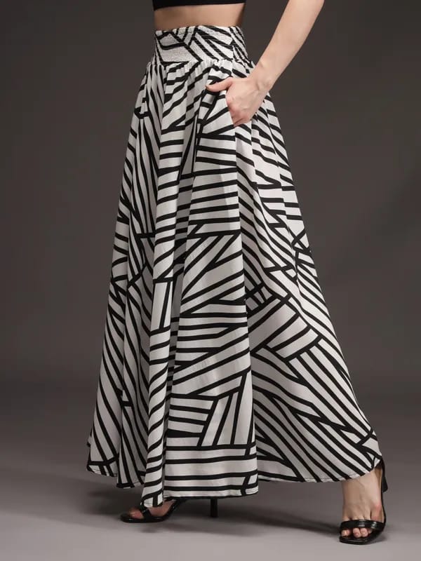 White Crepe Ankle Length Palazzo - Hiral Fashion