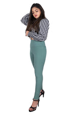 Thumbnail for Green Nylon Viscose Ankle Length Jegging - Hiral Fashion