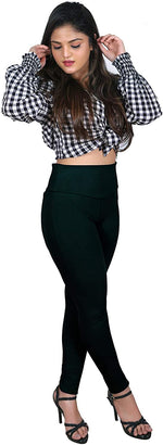 Thumbnail for Black Nylon Viscose Ankle Length Jegging - Hiral Fashion