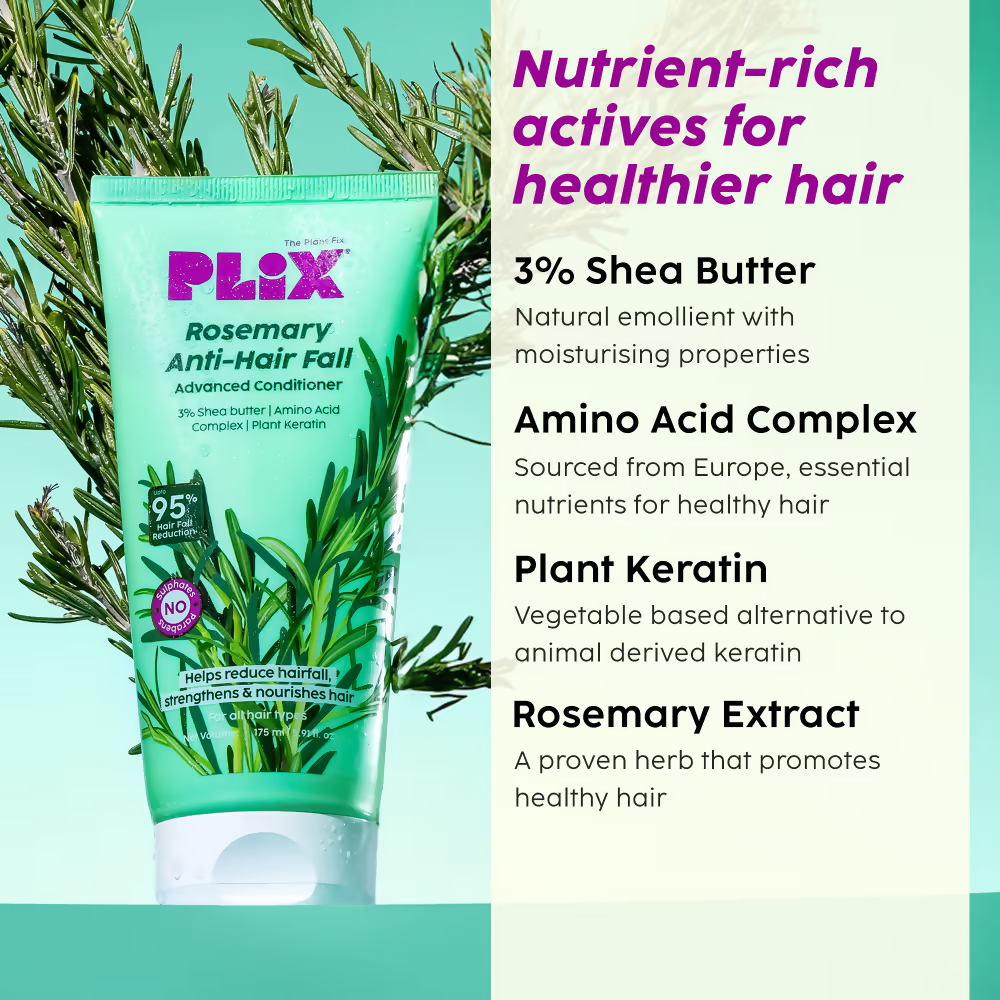 PLIX The Plant Fix Rosemary Anti Hairfall Regime 3% Redensyl Serum, Shampoo & Conditioner - Distacart