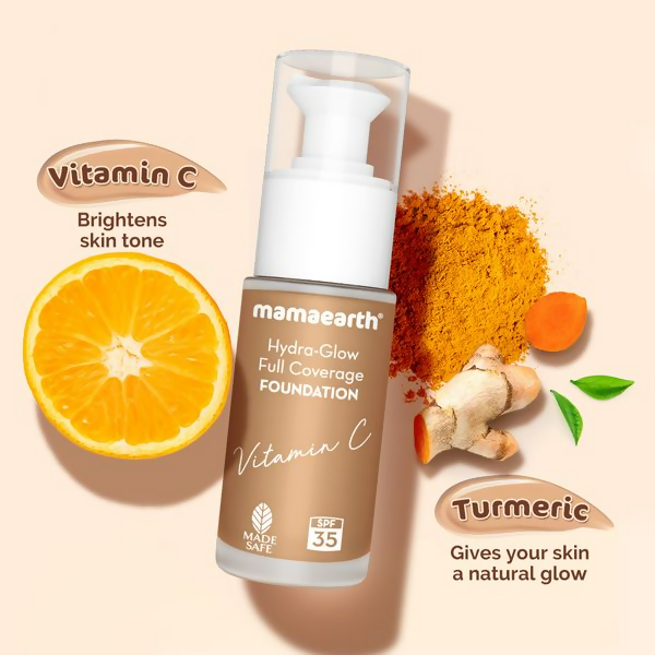 Mamaearth Hydra-Glow Full Coverage Foundation With Vitamin C & Turmeric - Nude Glow - Distacart