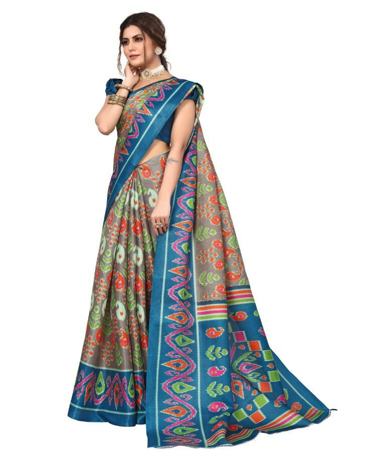 Vamika Rama Green Printed Art Silk Saree - Distacart