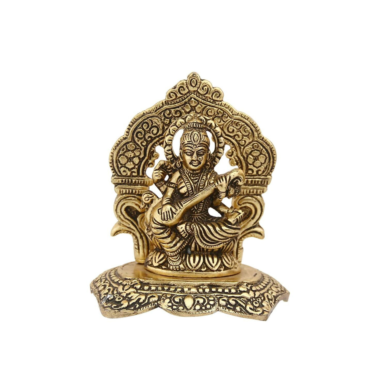 Buy Handicrafts Paradise Metal Goddess Saraswati Idol Online at Best ...