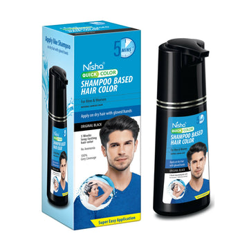Nisha Quick Color Shampoo Hair Color-Original Black - Distacart