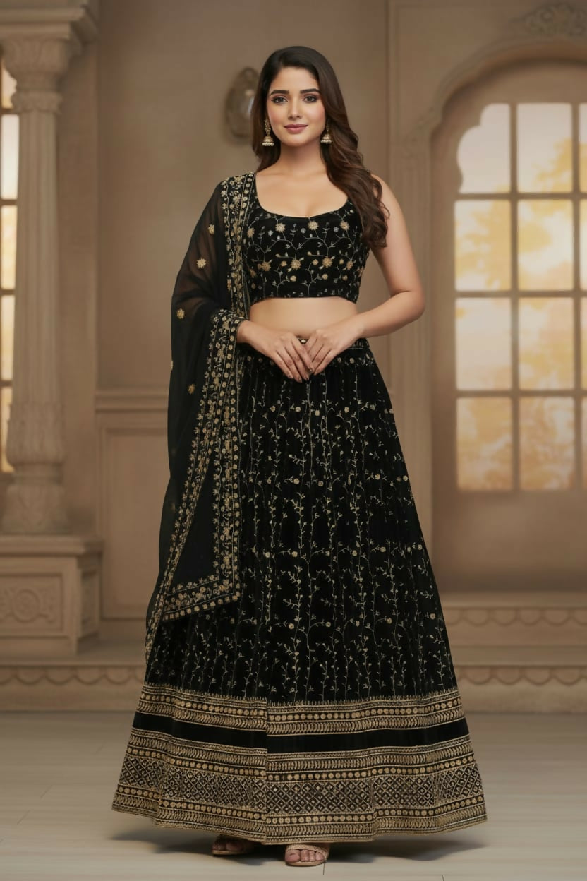 Lehenga Mart Designer Indian Wedding Lehenga Choli-Black - Distacart