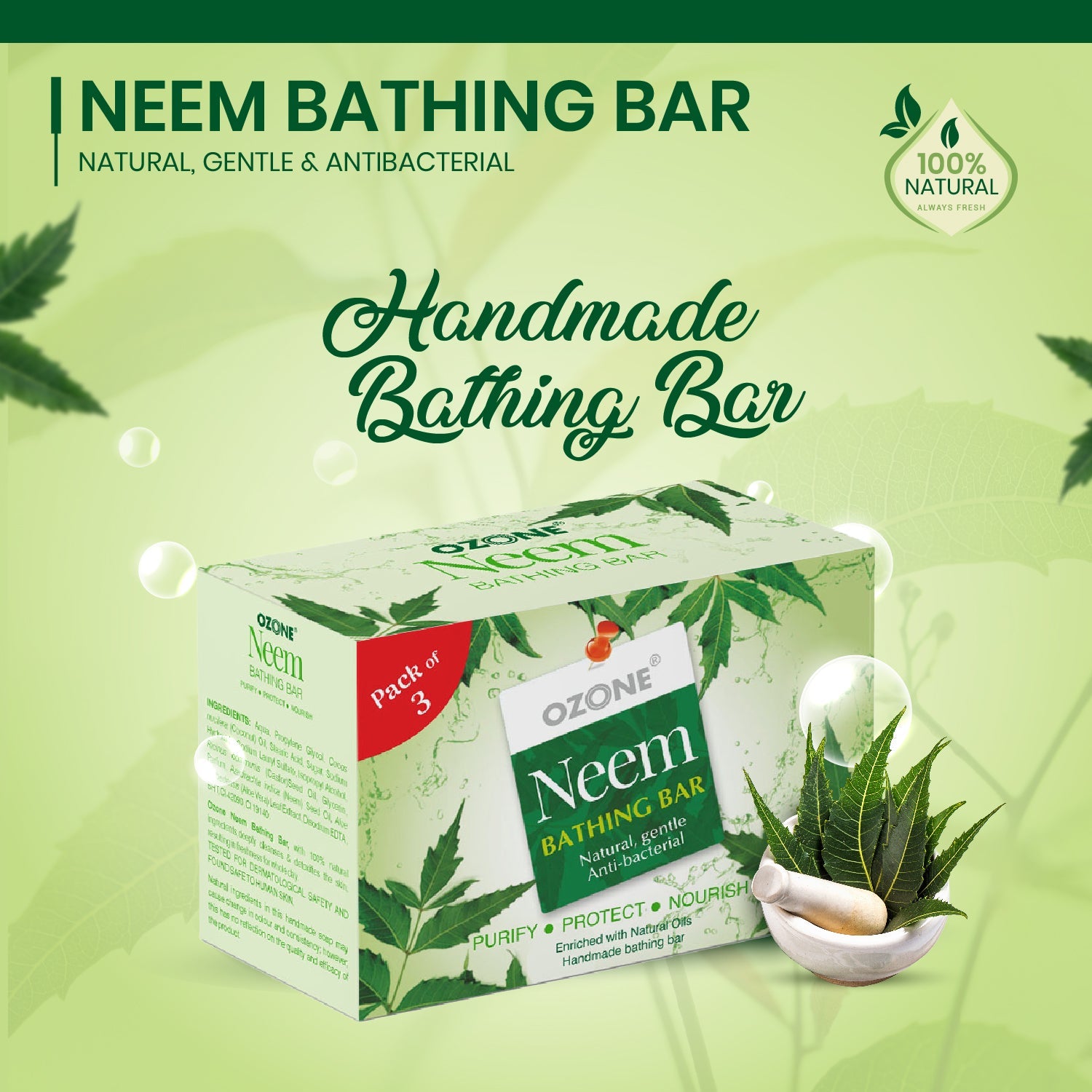Ozone Neem Bathing Bar - Distacart