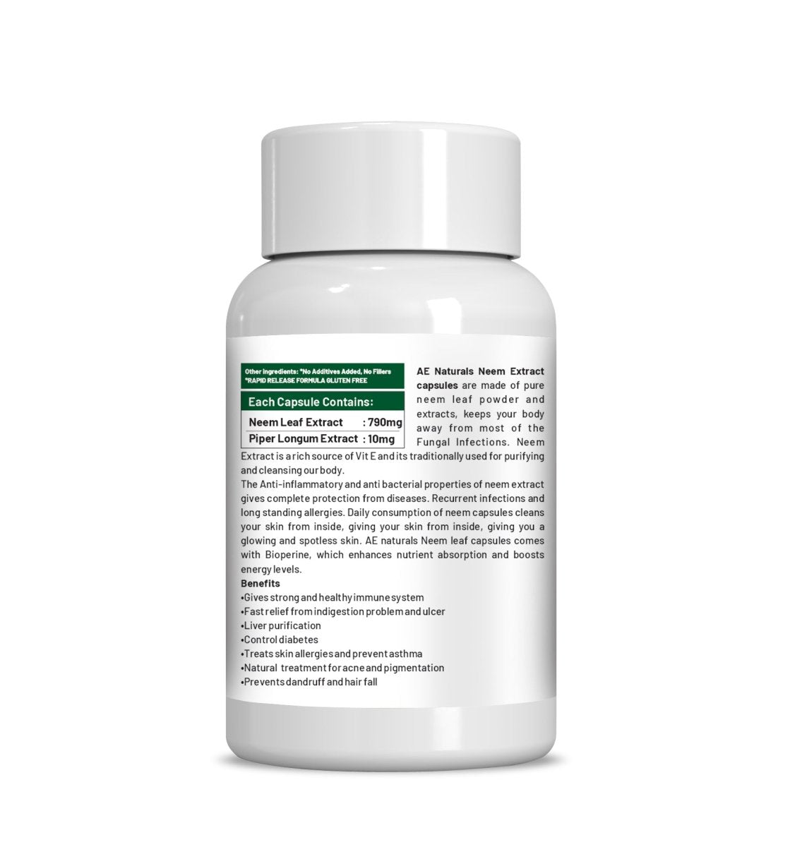 Ae Naturals Neem Extract Capsules - Distacart