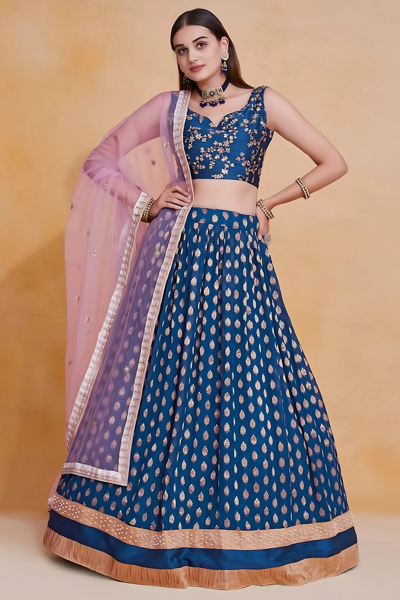 Lehenga Mart Designer Wedding Lehenga Choli For Women - Blue - Distacart