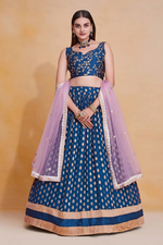 Thumbnail for Lehenga Mart Designer Wedding Lehenga Choli For Women - Blue - Distacart