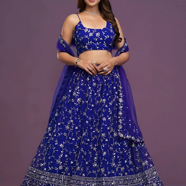 Lehenga Mart Designer Wedding Lehenga Choli For Women - Blue - Distacart