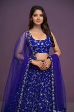 Thumbnail for Lehenga Mart Designer Wedding Lehenga Choli For Women - Blue - Distacart