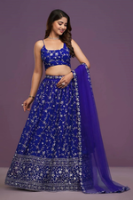 Thumbnail for Lehenga Mart Designer Wedding Lehenga Choli For Women - Blue - Distacart
