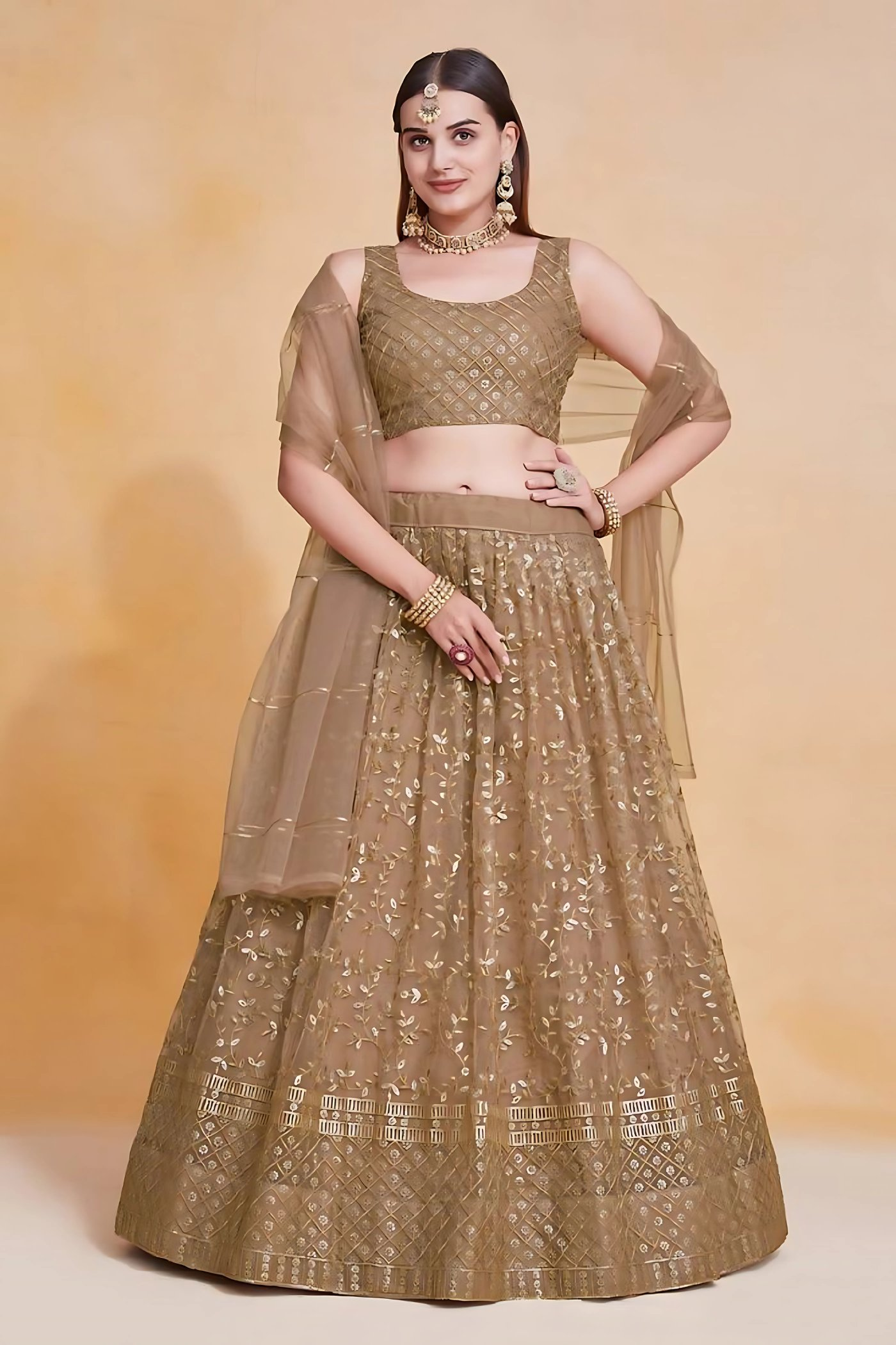 Lehenga Mart Designer Wedding Lehenga Choli For Women - Brown - Distacart