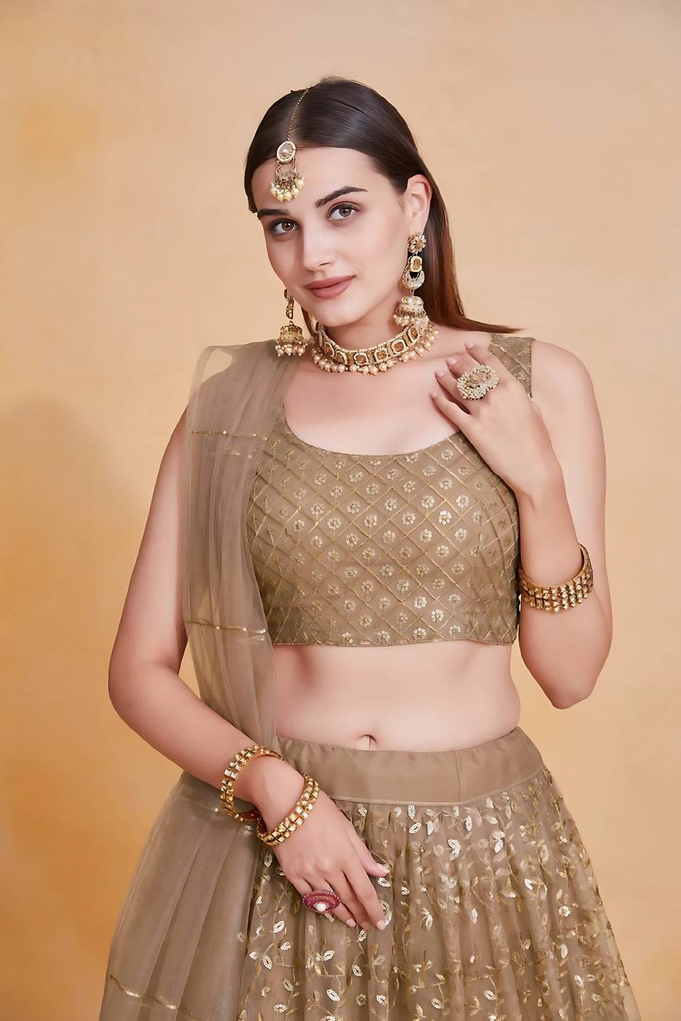 Lehenga Mart Designer Wedding Lehenga Choli For Women - Brown - Distacart