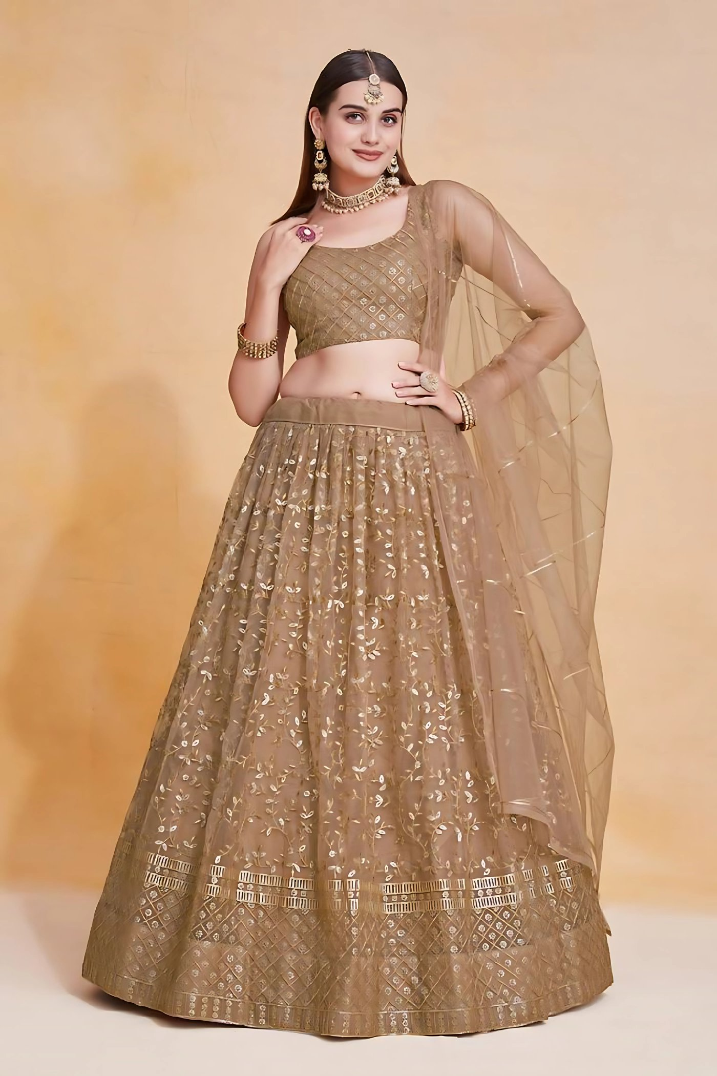 Lehenga Mart Designer Wedding Lehenga Choli For Women - Brown - Distacart