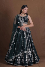 Thumbnail for Lehenga Mart Designer Wedding Lehenga Choli For Women - Green - Distacart