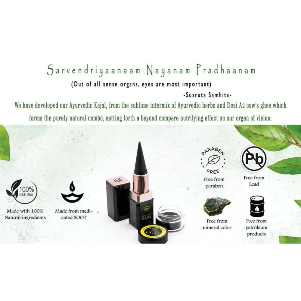 Tatsat 100% Natural Certified Ayurvedic Kajal With Pure Herbs - Distacart