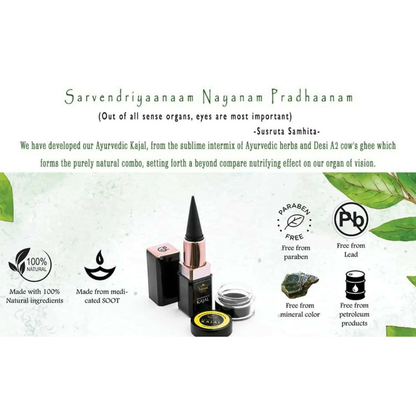 Tatsat 100% Natural Certified Ayurvedic Kajal With Pure Herbs - Distacart