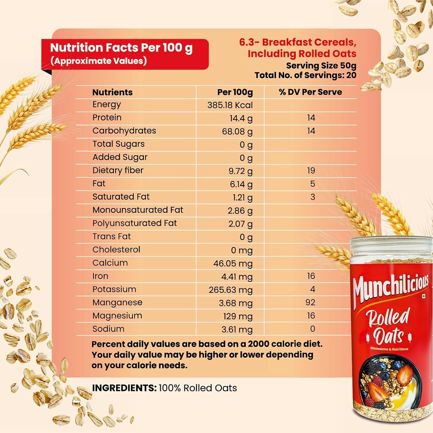 Munchilicious 100% Whole Grain Jumbo Oats - Distacart