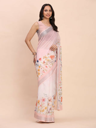 Astita Linen Cotton Light Pink Saree