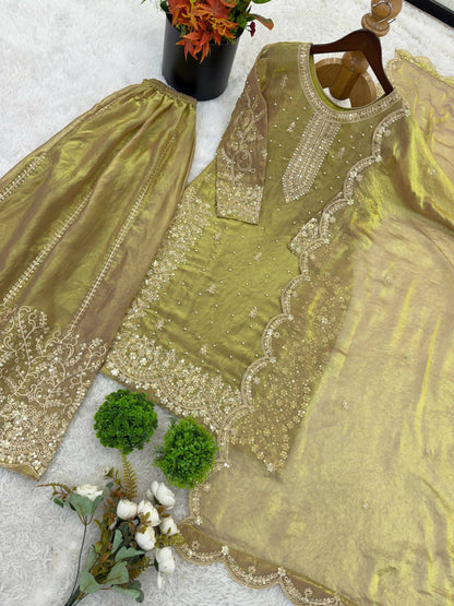 Teeya Creation Womens New Trendy Embroidery Coding And Sequence Work Kurta Set - Dista