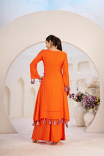 Thumbnail for Joban Fashion orange Palazzo Rayon Coding Dori with Sequence with Rivet Moti