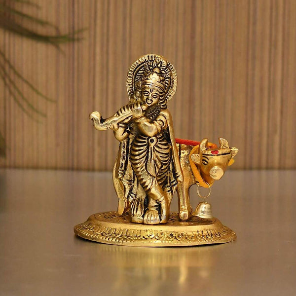 Collectible India Lord Cow Krishna Idol with Kamdhenu - Distacart