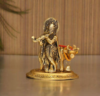 Thumbnail for Collectible India Lord Cow Krishna Idol with Kamdhenu - Distacart