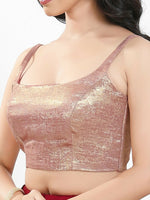 Thumbnail for Joban Fashion Rose Gold Velvet Padded Blouse With Square Neck Sleeveless - Distacart